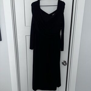 LOFT Black Long-Sleeve Off The Shoulder Midi Dress